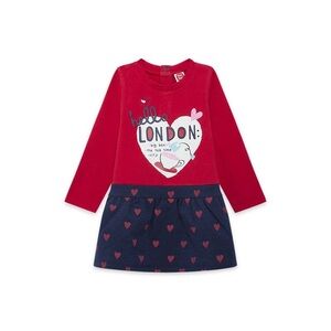 Red and Navy Heart Print Kids Casual Dress